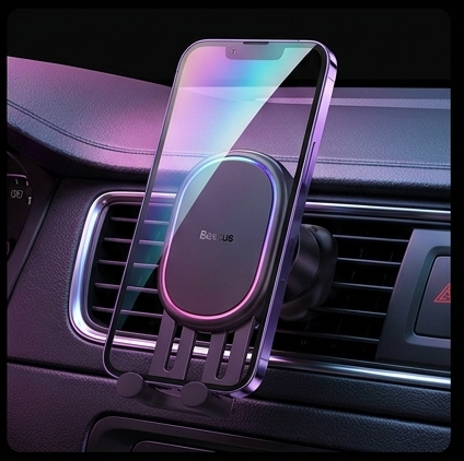 Baseus SUWX030001 uchwyt samochodowy Qi 15W grawitacyjny na kratkę nawiewu, bezprzewodowe ładowanie iPhone Samsung — ujęcie 7