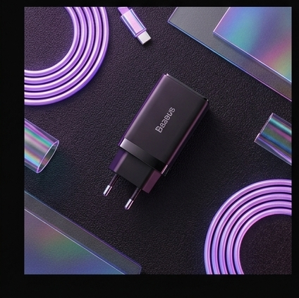 Baseus GaN5 Pro CCGP120201 65W ładowarka sieciowa 2x USB-C PD 3.0 + USB-A QC 4.0 czarna — ujęcie 6