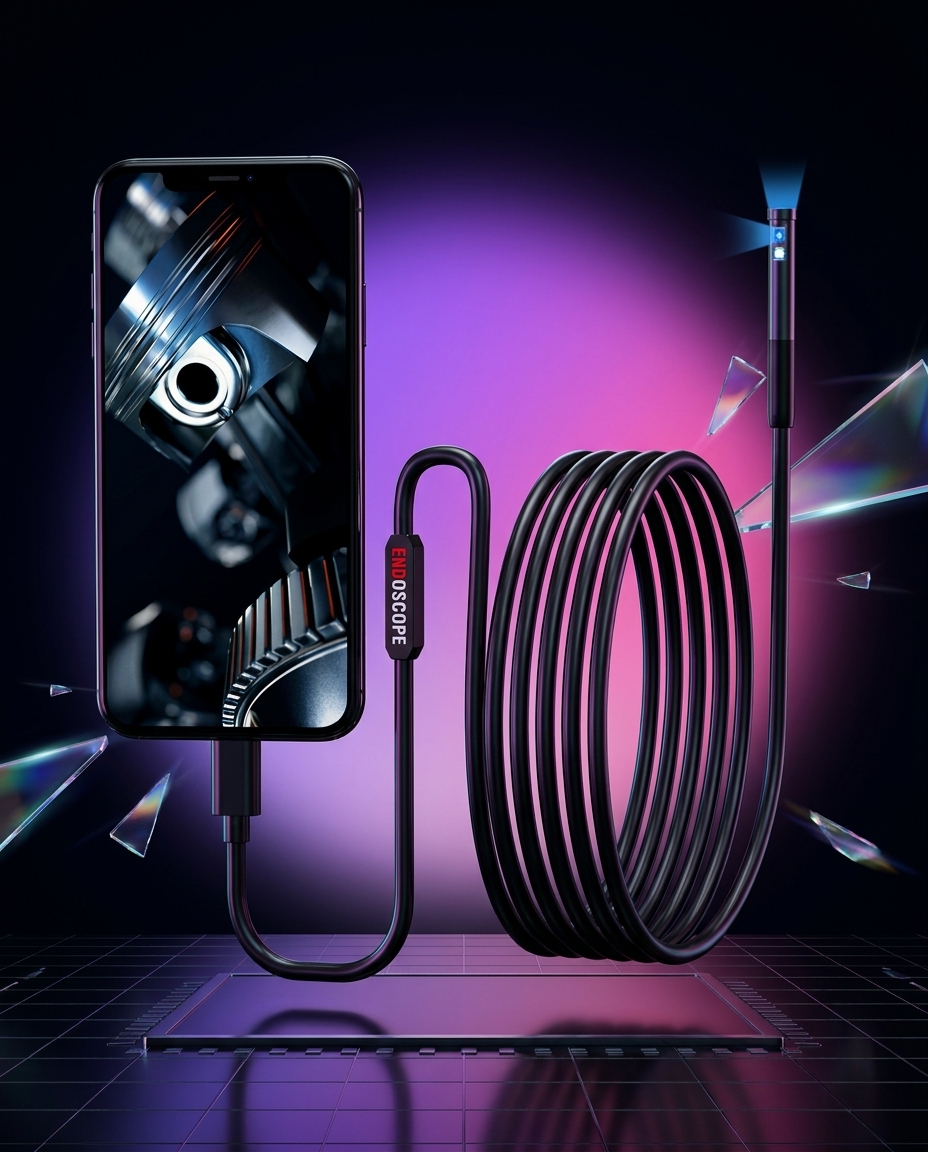 BLOW endoskop WiFi DUO dwie kamery 2x1080p FHD 7LED kabel 8mm 2m iPhone Android IP67 — ujęcie 1