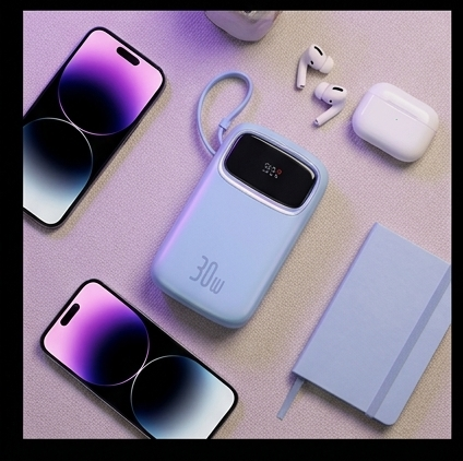 Baseus QPow 2 powerbank 10000mAh 30W z 2 kablami USB-C niebieski, szybkie ładowanie PD3.0 QC3.0 — ujęcie 6