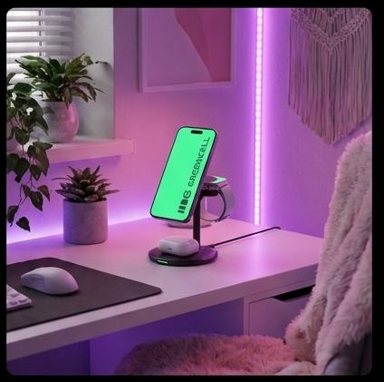 Green Cell MagScape 3w1 ładowarka indukcyjna MagSafe 15W iPhone AirPods Apple Watch stacja bezprzewodowa biurkowa — ujęcie 5