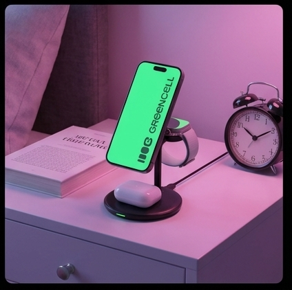 Green Cell MagScape 3w1 ładowarka indukcyjna MagSafe 15W iPhone AirPods Apple Watch stacja bezprzewodowa biurkowa — ujęcie 7
