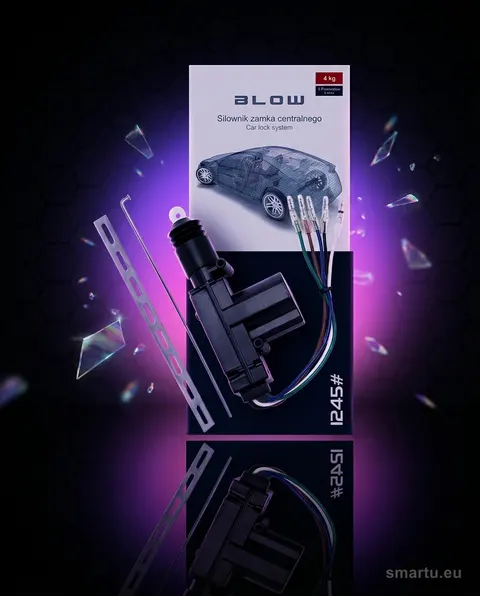 Siłownik centralnego zamka 5-przewodowy Prolech 12V 4A 4kg z osprzętem, uniwersalny do aut - zdjęcie główne | smartu.eu Siłownik centralnego zamka 5-przewodowy Prolech 12V 4A 4kg z osprzętem, uniwersalny do aut - zdjęcie główne | smartu.eu