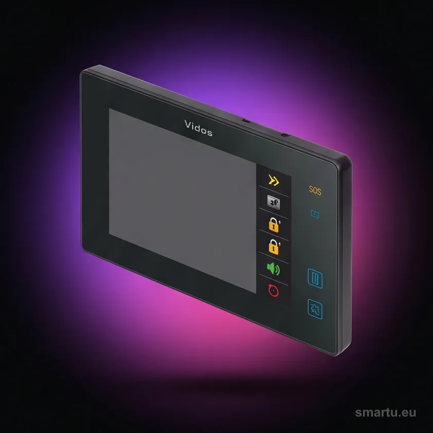Monitor wideodomofonu VIDOS DUO M1021B-2 zamontowany na ścianie - widok frontu z ekranem 7 cali Monitor wideodomofonu VIDOS DUO M1021B-2 zamontowany na ścianie - widok frontu z ekranem 7 cali