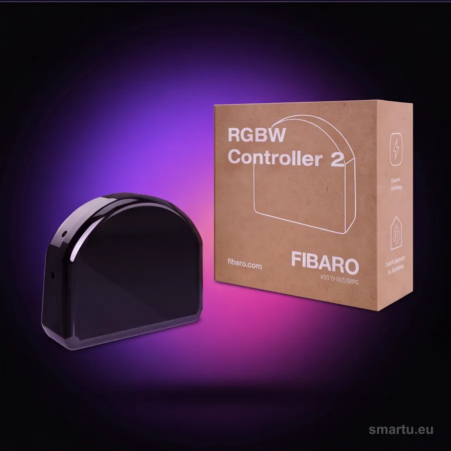 Sterownik taśm LED FIBARO RGBW Controller 2 FGRGBWM-442 na białym tle Sterownik taśm LED FIBARO RGBW Controller 2 FGRGBWM-442 na białym tle