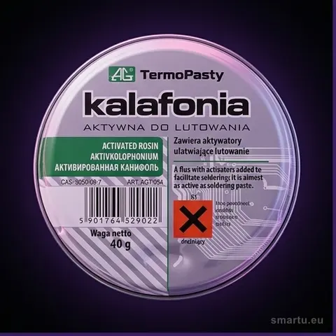 AG TermoPasty Kalafonia 40g do lutowania, topnik do cyny, ułatwia łączenie elementów elektronicznych AG TermoPasty Kalafonia 40g do lutowania, topnik do cyny, ułatwia łączenie elementów elektronicznych