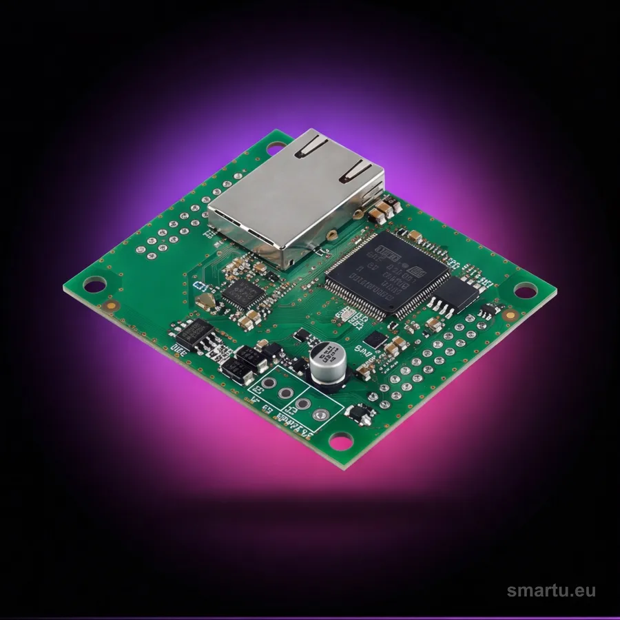 Moduł ethernetowy SATEL GSM-X-ETH na tle szafki alarmowej Moduł ethernetowy SATEL GSM-X-ETH na tle szafki alarmowej
