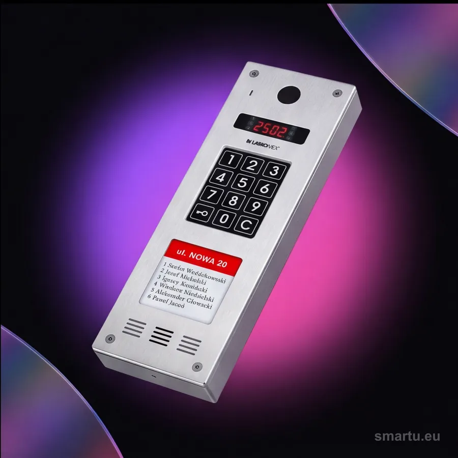 Laskomex CP-2533NR-040 Wąski panel audio pionowy, ze stali nierdzewnej, z czytnikiem RFID Laskomex CP-2533NR-040 Wąski panel audio pionowy, ze stali nierdzewnej, z czytnikiem RFID