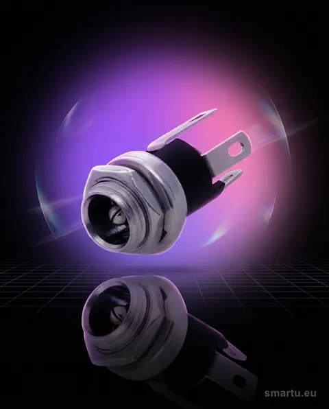 Gniazdo DC 2,5/5,5 metalowe przykręcane płaskie styki czarne Gniazdo DC 2,5/5,5 metalowe przykręcane płaskie styki czarne
