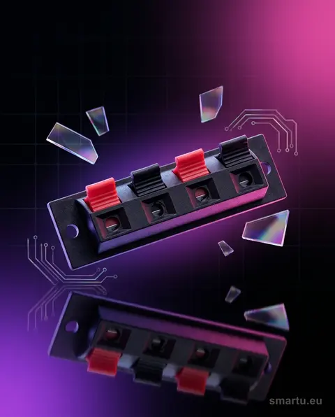 Gniazdo głośnikowe x4 na płytce montażowe czarne Gniazdo głośnikowe x4 na płytce montażowe czarne
