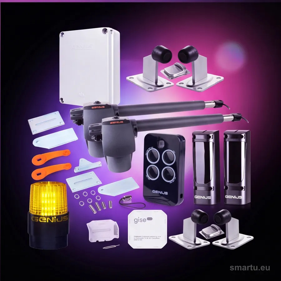Genius G-Bat 400 zestaw automatyki do bram dwuskrzydłowych 8m Wi-Fi lampa LED stopka odboje pilot Genius G-Bat 400 zestaw automatyki do bram dwuskrzydłowych 8m Wi-Fi lampa LED stopka odboje pilot