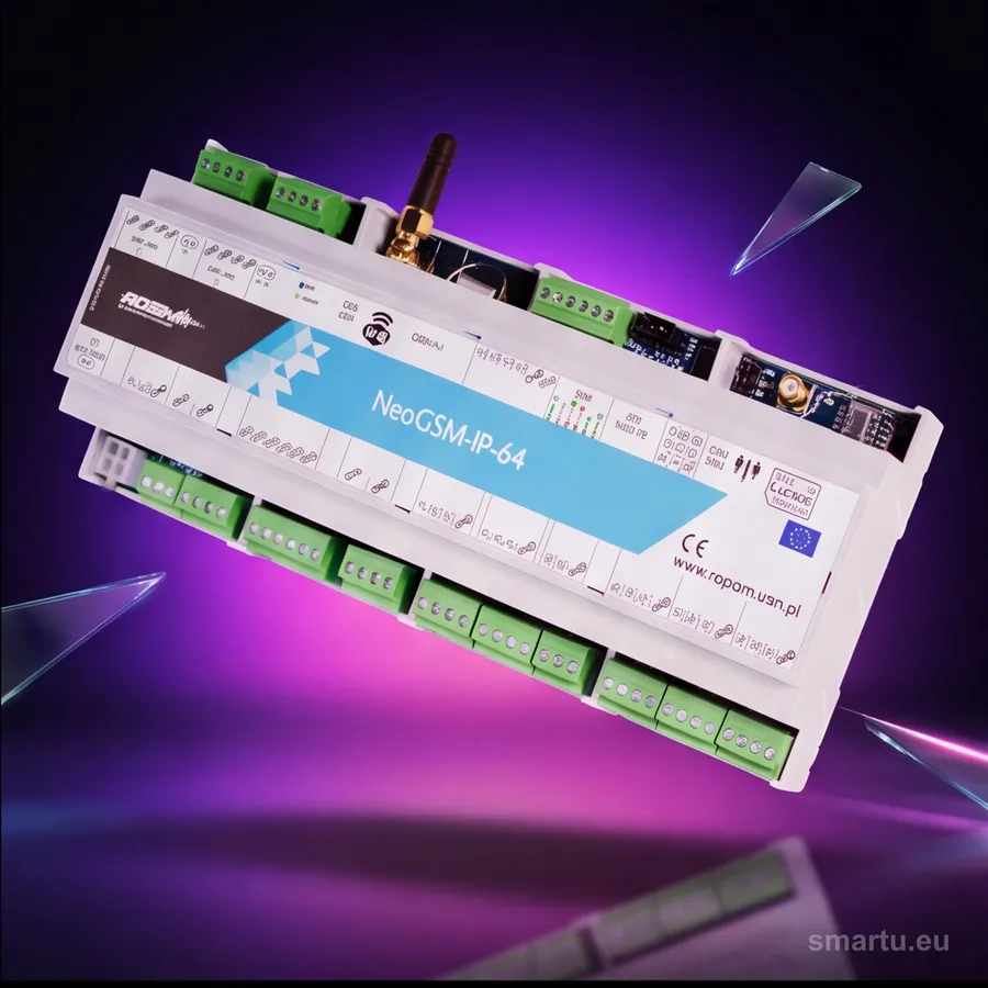 Centrala alarmowa ROPAM NeoGSM-IP-64-D12M z WiFi i GSM na bialym tle Centrala alarmowa ROPAM NeoGSM-IP-64-D12M z WiFi i GSM na bialym tle