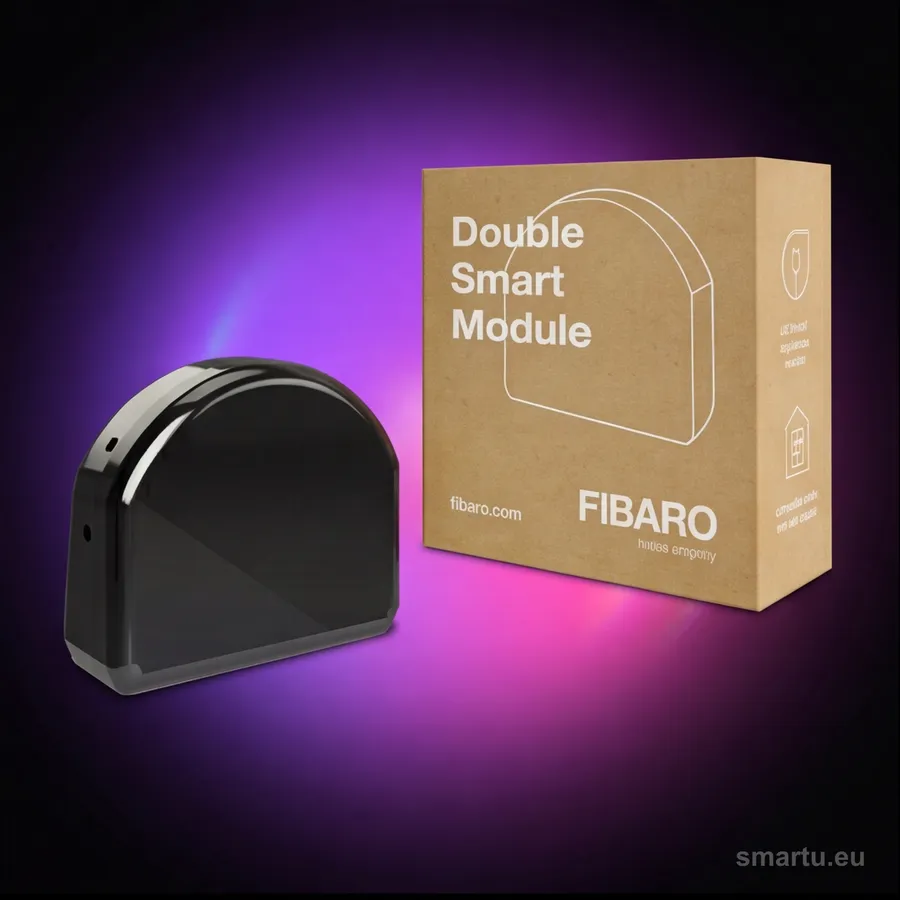 Moduł FIBARO Double Smart Module FGS-224 na białym tle Moduł FIBARO Double Smart Module FGS-224 na białym tle