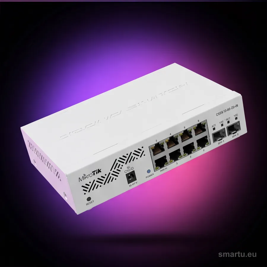 MikroTik CSS610-8G-2S+IN, switch 8x Gigabit i 2x SFP+ 10G, zarządzalny SwOS, obudowa desktop, zasilanie PoE-in MikroTik CSS610-8G-2S+IN, switch 8x Gigabit i 2x SFP+ 10G, zarządzalny SwOS, obudowa desktop, zasilanie PoE-in