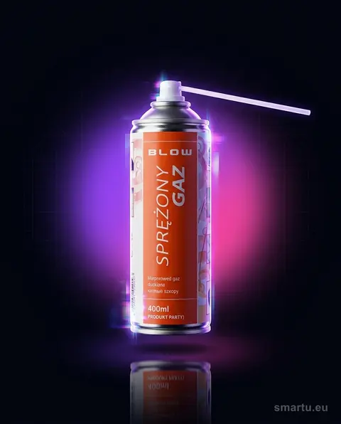 Sprężone powietrze BLOW 400 ml w sprayu do elektroniki, komputerów, RTV, optyki, precyzyjne czyszczenie kurzu, ujęcie 1