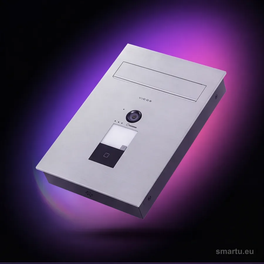 Skrzynka na listy VIDOS ONE S2401-SKP z wideodomofonem IP WiFi stal nierdzewna szlifowana montaż mur Skrzynka na listy VIDOS ONE S2401-SKP z wideodomofonem IP WiFi stal nierdzewna szlifowana montaż mur