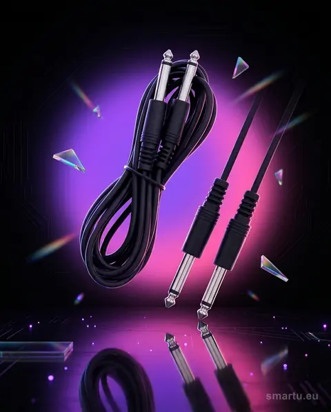 Kabel jack-jack mono 6,3mm, 5m, do instrumentów i sprzętu studyjnego, Przyłącze audio Kabel jack-jack mono 6,3mm, 5m, do instrumentów i sprzętu studyjnego, Przyłącze audio
