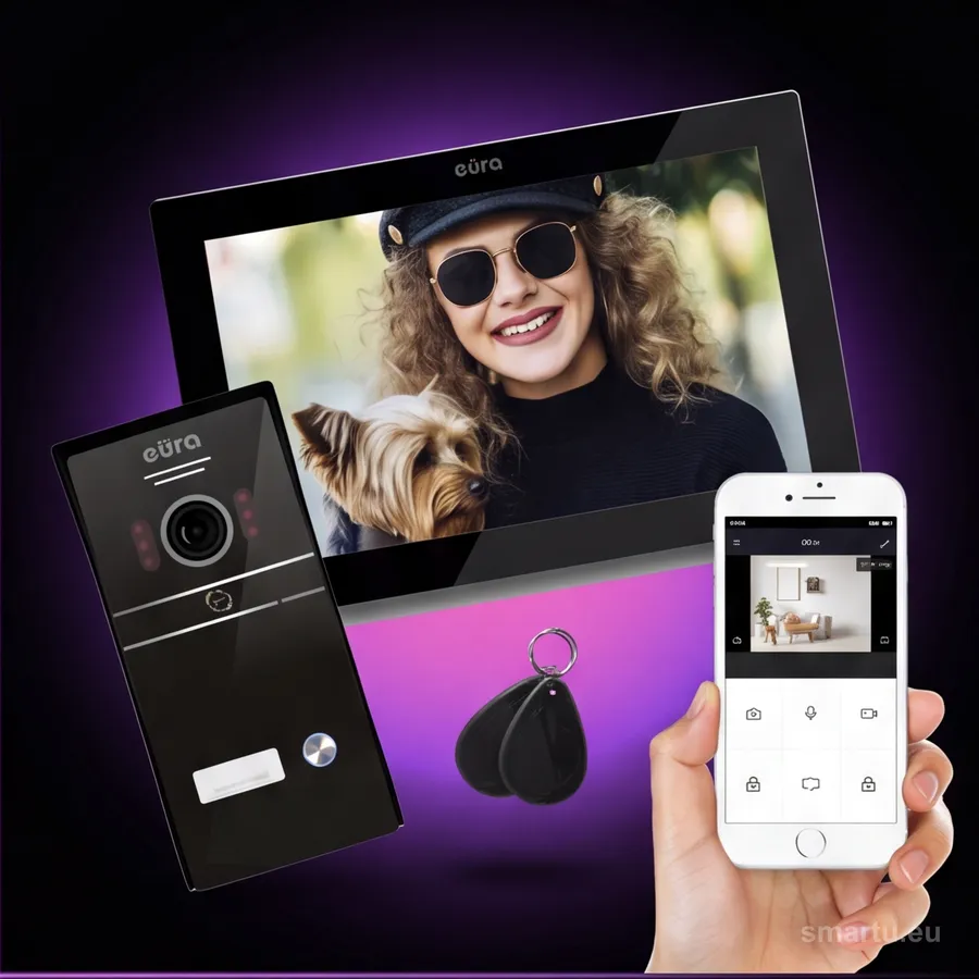 Wideodomofon EURA VDP-98C5 czarny WiFi Tuya kompletny zestaw z monitorem 10 cali Wideodomofon EURA VDP-98C5 czarny WiFi Tuya kompletny zestaw z monitorem 10 cali
