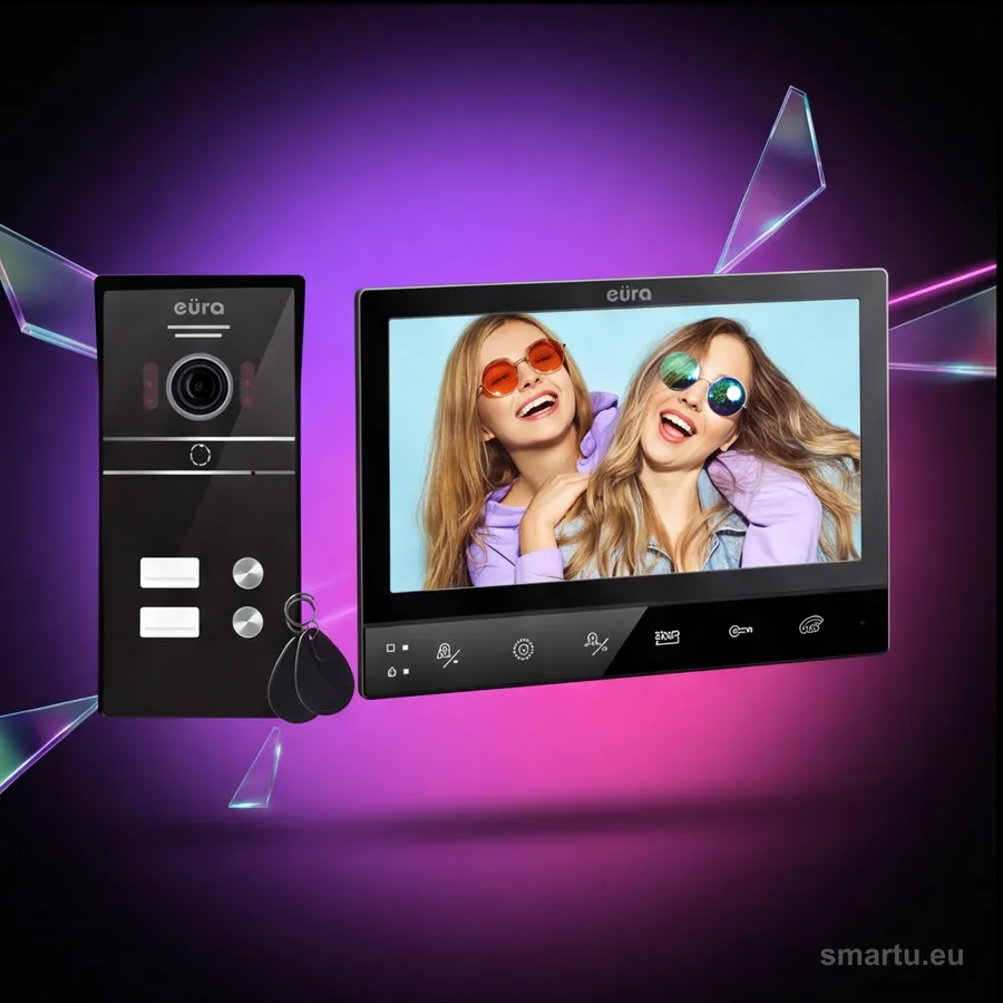 Wideodomofon 2-rodzinny EURA VDP-80C5 biały monitor 7 cali z panelem aluminiowym IP65 Wideodomofon 2-rodzinny EURA VDP-80C5 biały monitor 7 cali z panelem aluminiowym IP65