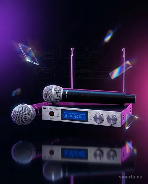Mikrofon bezprzewodowy BLOW PRM905, zestaw 2 szt. z odbiornikiem VHF Mikrofon bezprzewodowy BLOW PRM905, zestaw 2 szt. z odbiornikiem VHF
