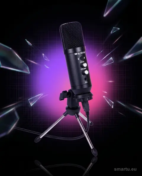 Mikrofon studyjny BLOW USB z tripodem, streaming, nagrywanie wokalu, gry Mikrofon studyjny BLOW USB z tripodem, streaming, nagrywanie wokalu, gry