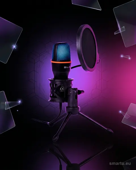 Mikrofon studyjny BLOW LED USB z tripodem, cardioid 20Hz-20kHz Mikrofon studyjny BLOW LED USB z tripodem, cardioid 20Hz-20kHz