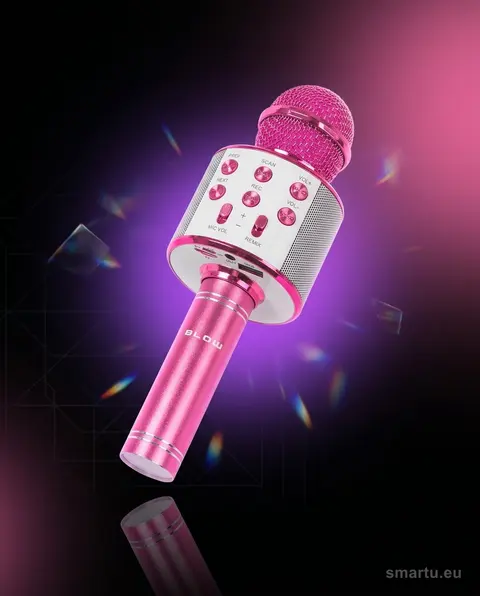 Mikrofon BLOW PRM402 bezprzewodowy karaoke Bluetooth 5W różowy Mikrofon BLOW PRM402 bezprzewodowy karaoke Bluetooth 5W różowy