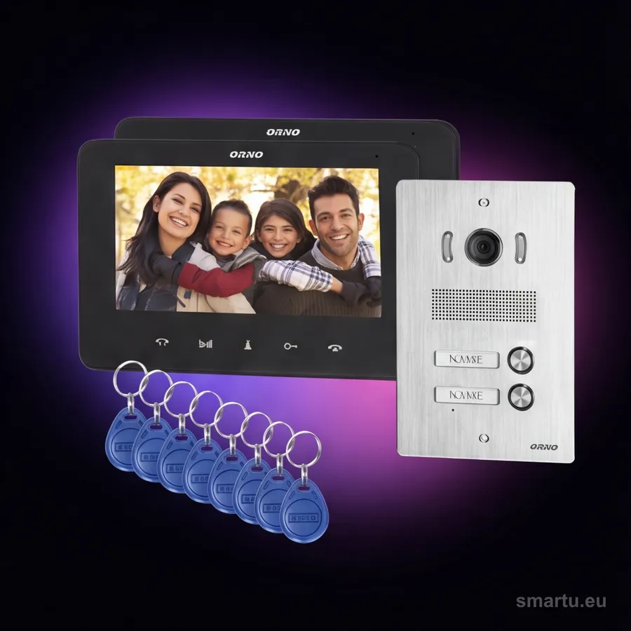 ORNO OR-VID-VP-1072/B wideodomofon 2-rodzinny 7″ LCD czytnik zbliżeniowy INDI MULTI P, ujęcie 1