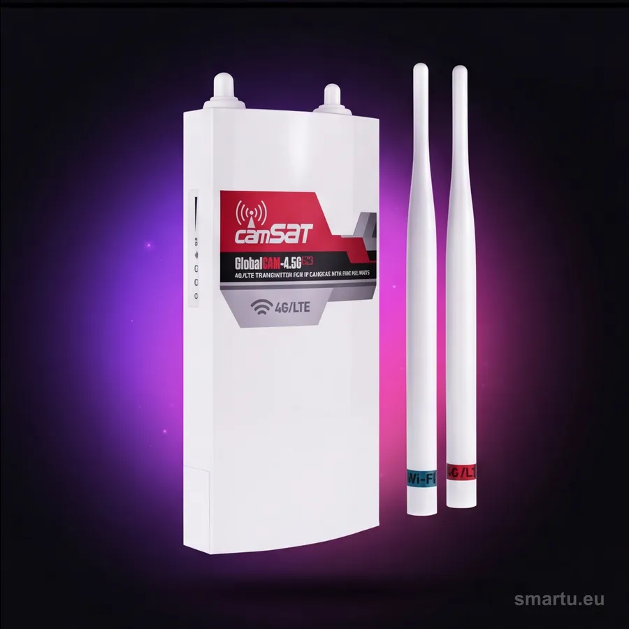 CAMSAT GLOBALCAM-4.5G 2PoE zewnętrzny router LTE montaż na maszcie CCTV z antenami CAMSAT GLOBALCAM-4.5G 2PoE zewnętrzny router LTE montaż na maszcie CCTV z antenami