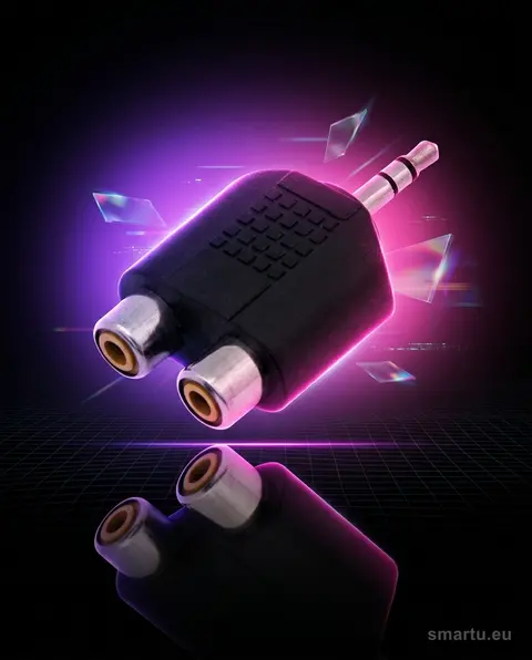 Rozgałęźnik Jack 3,5 stereo na 2x RCA, wtyk do dwóch gniazd Rozgałęźnik Jack 3,5 stereo na 2x RCA, wtyk do dwóch gniazd