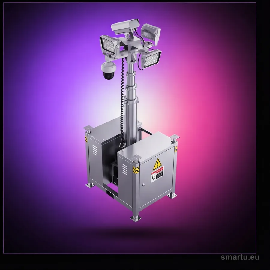 CAMSAT iCAM-TOWER 5MQ3 mobilna wieża monitoringu CCTV 4G LTE 5 kamer PIR alarm autonomiczna