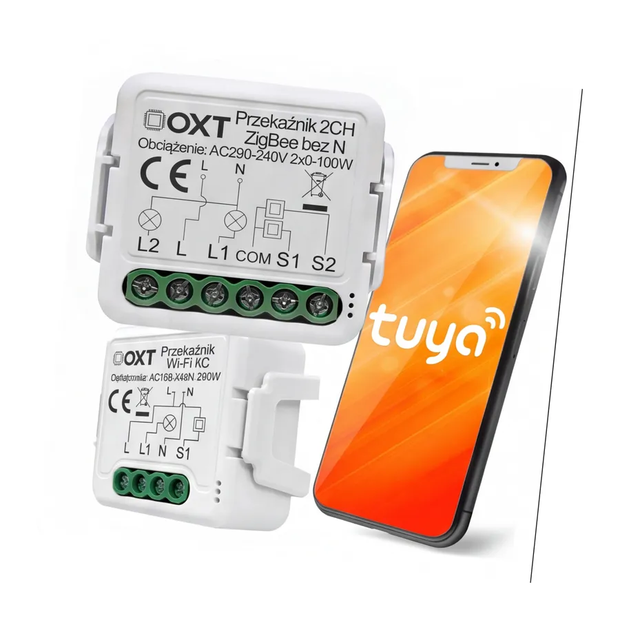 Moduł OXT mini przekaźnik 2 obw. bez N ZigBee TUYA T272 Moduł OXT mini przekaźnik 2 obw. bez N ZigBee TUYA T272
