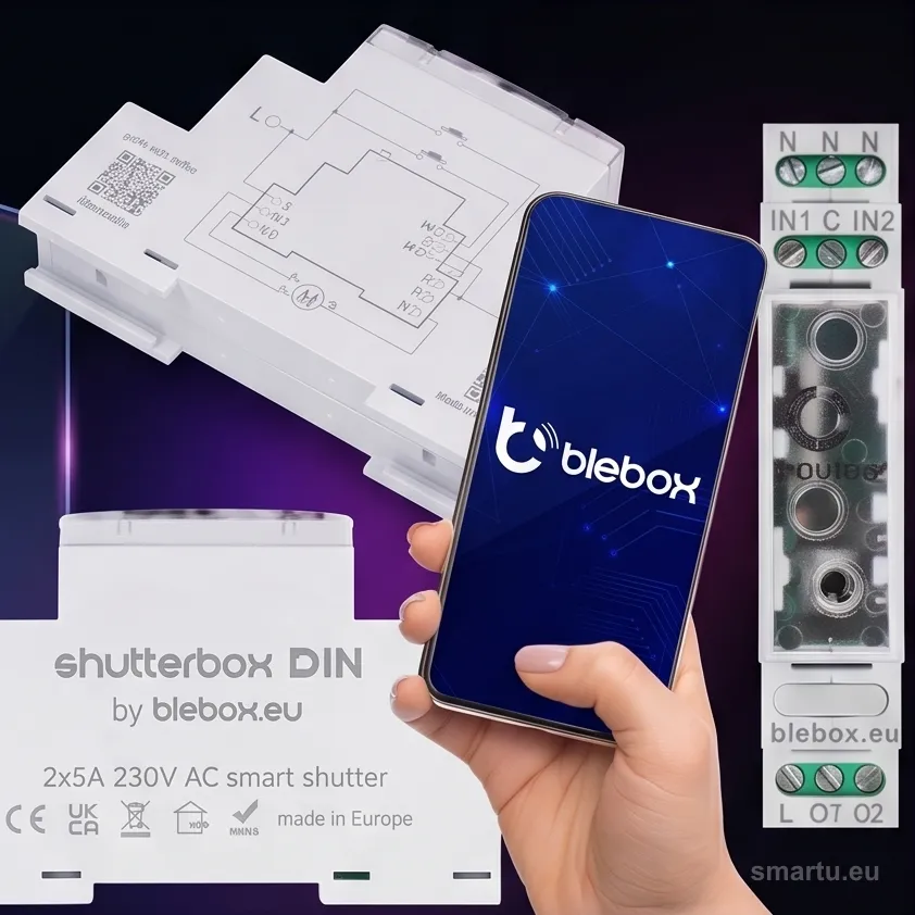 Moduł sterowania roletami shutterbox din Blebox, ujęcie 1