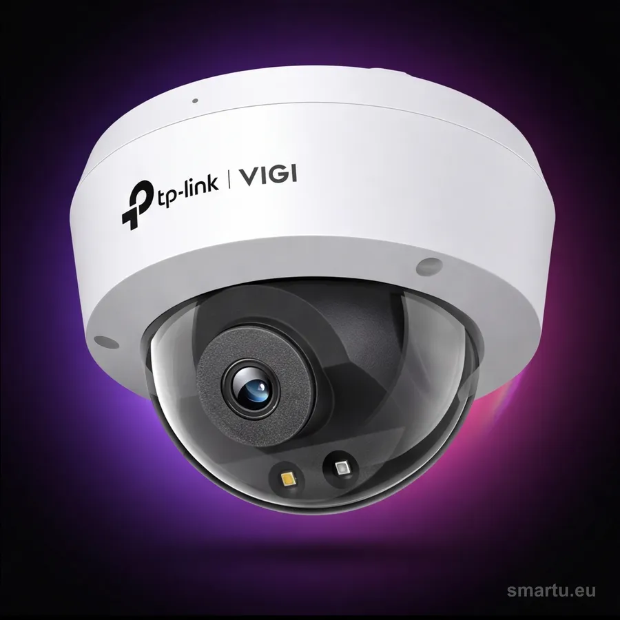 Kamera IP TP-Link VIGI C240 kopułkowa biała na elewacji domu Kamera IP TP-Link VIGI C240 kopułkowa biała na elewacji domu