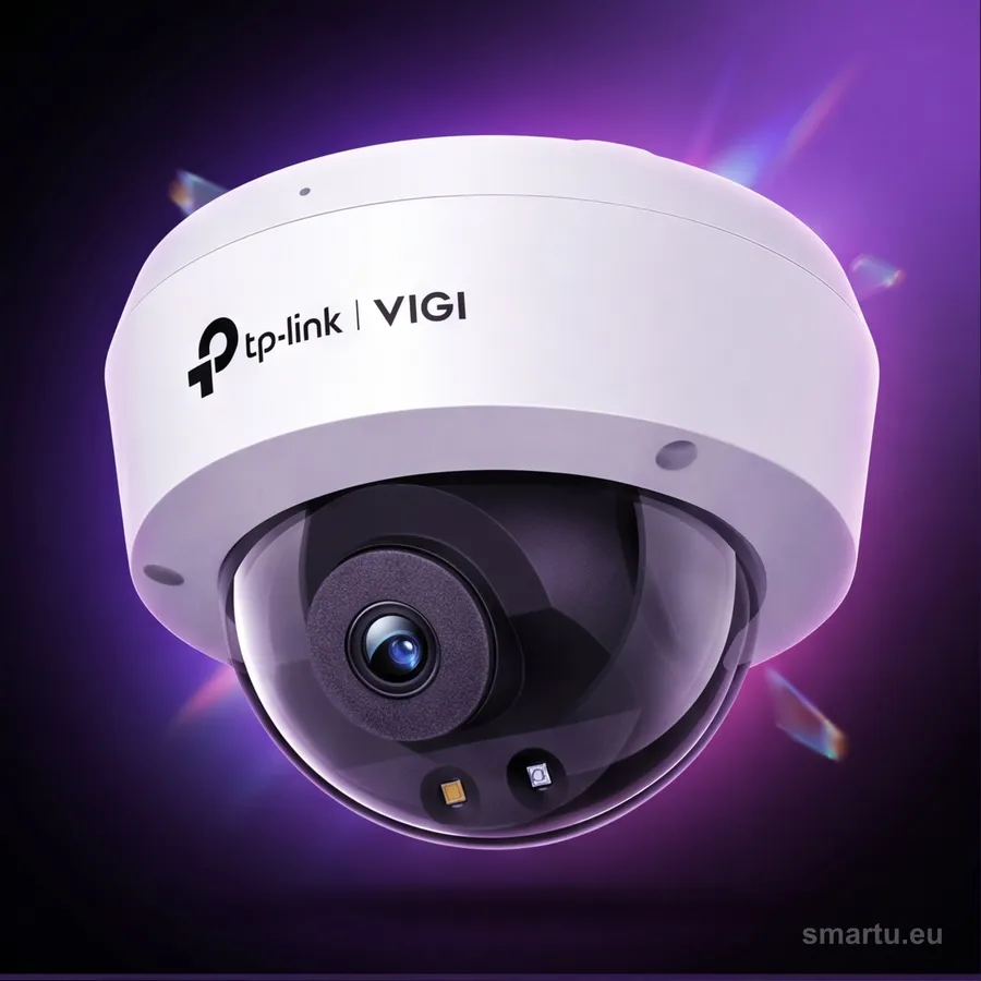 Kamera kopułowa TP-Link VIGI C240 zamontowana pod okapem domu Kamera kopułowa TP-Link VIGI C240 zamontowana pod okapem domu