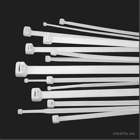 Opaska zaciskowa nylonowa biała 3,2x250mm, wytrzymała, do kabli i przewodów, 100 sztuk Opaska zaciskowa nylonowa biała 3,2x250mm, wytrzymała, do kabli i przewodów, 100 sztuk