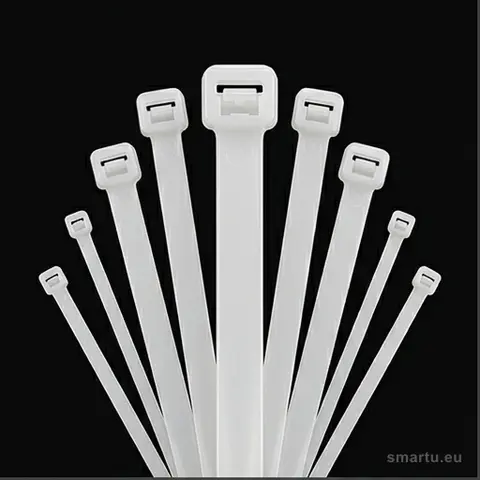 Opaska zaciskowa nylonowa Smartu.eu 3,5x180mm biała 100 sztuk, do kabli, przewodów, rur Opaska zaciskowa nylonowa Smartu.eu 3,5x180mm biała 100 sztuk, do kabli, przewodów, rur