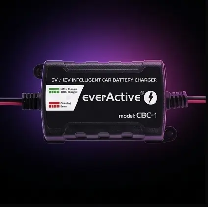 everActive CBC-1 podłączona do akumulatora samochodowego - krokodylki czerwony i czarny everActive CBC-1 podłączona do akumulatora samochodowego - krokodylki czerwony i czarny