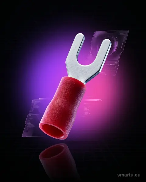 Konektor widełkowy izolowany M3,5 na kabel 0,5-1,5 mm², 19 A, czerwony, 100 szt. (43-002#) Konektor widełkowy izolowany M3,5 na kabel 0,5-1,5 mm², 19 A, czerwony, 100 szt. (43-002#)