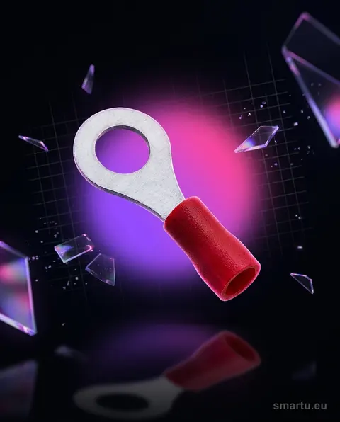 Konektor oczkowy izolowany L, pod śrubę M4, kabel 0,5-1,5mm², czerwony, 100 sztuk, Prolech Konektor oczkowy izolowany L, pod śrubę M4, kabel 0,5-1,5mm², czerwony, 100 sztuk, Prolech