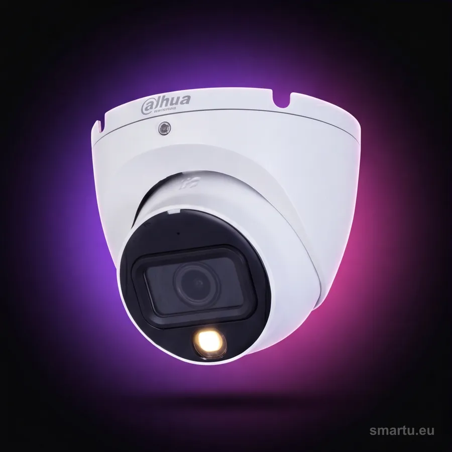 Kamera kopułkowa Dahua HAC-HDW1200TLM-IL-A 2MP zamontowana pod okapem Kamera kopułkowa Dahua HAC-HDW1200TLM-IL-A 2MP zamontowana pod okapem