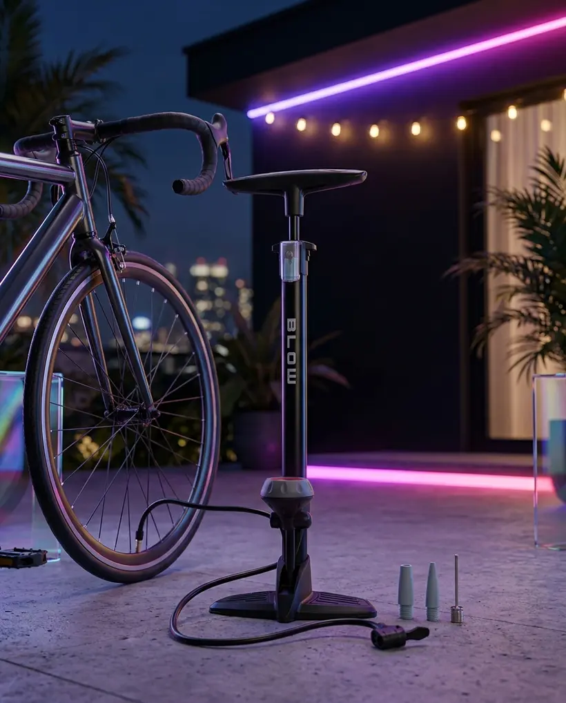Pompka rowerowa podłogowa BLOW z manometrem, 150 PSI, zawory Presta Schrader Dunlop - aranżacja | smartu.eu Pompka rowerowa podłogowa BLOW z manometrem, 150 PSI, zawory Presta Schrader Dunlop - aranżacja | smartu.eu