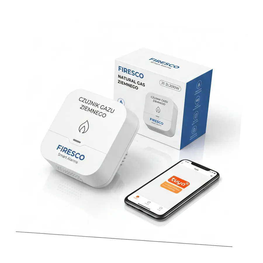 Czujnik gazu ziemnego Firesco JT-ZL2010W z WiFi alikacja Tuya Czujnik gazu ziemnego Firesco JT-ZL2010W z WiFi alikacja Tuya