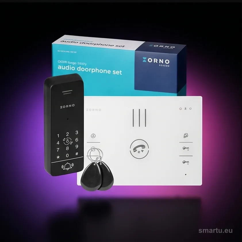 Domofon ORNO SANDI OR-DOM-BA-933/W, 1-rodzinny, 2-żyłowy, szyfrator i RFID, panel IP65, biały, ujęcie 1