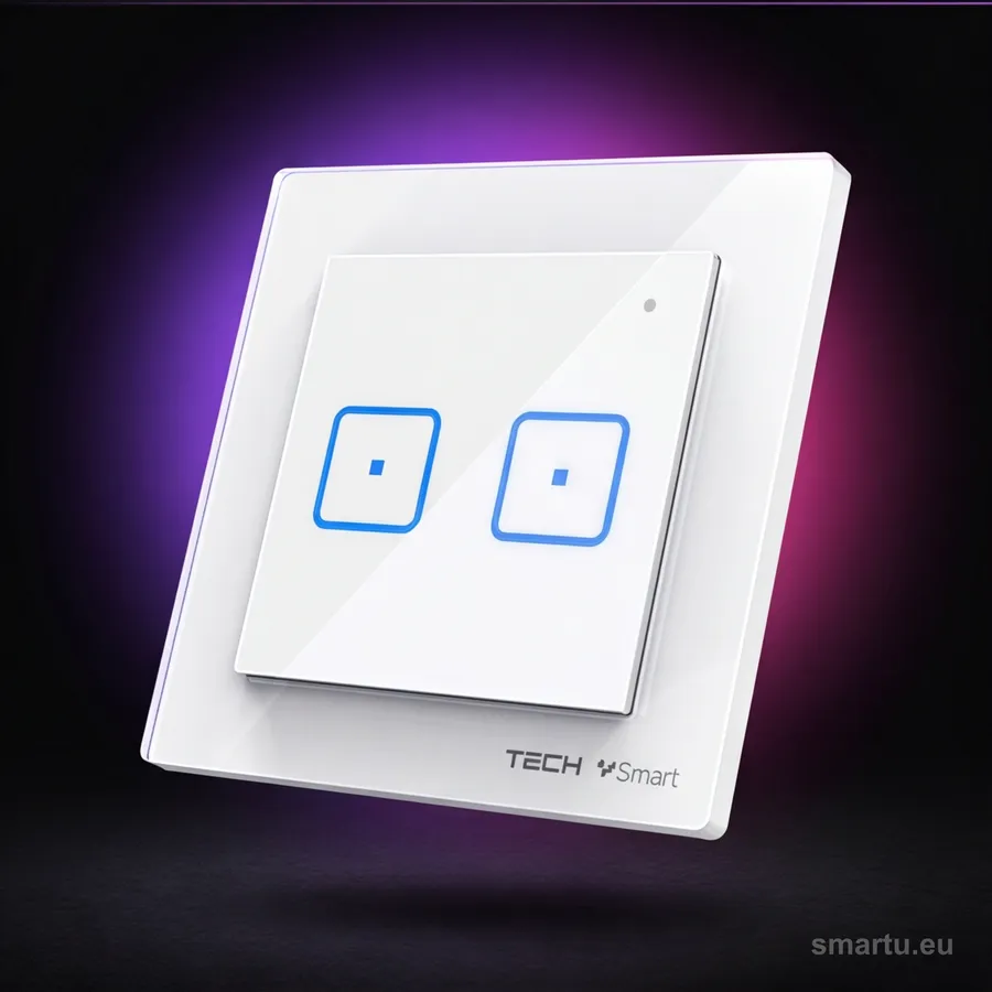 Szklany biały włącznik dotykowy TECH FS-02M przewodowy Szklany biały włącznik dotykowy TECH FS-02M przewodowy