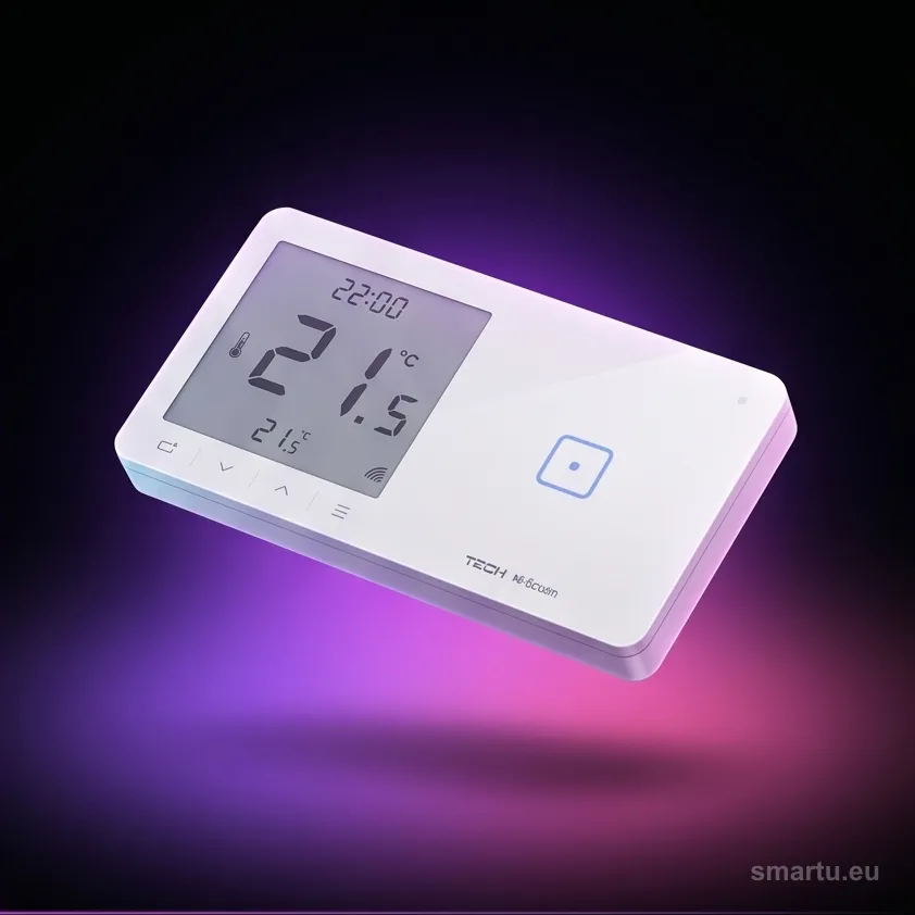 TECH Sterowniki WSR-01ML czarny szklany włącznik z regulatorem temperatury widok frontu TECH Sterowniki WSR-01ML czarny szklany włącznik z regulatorem temperatury widok frontu