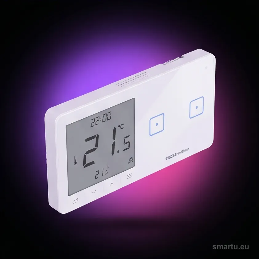 Bezprzewodowy podwójny włącznik światła WSR-02P biały z regulatorem temperatury wyświetlaczem LCD - Tech Sterowniki Sinum Bezprzewodowy podwójny włącznik światła WSR-02P biały z regulatorem temperatury wyświetlaczem LCD - Tech Sterowniki Sinum