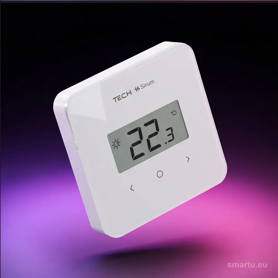 Biały regulator pokojowy TECH sinum R-S2 ze szklanym frontem Biały regulator pokojowy TECH sinum R-S2 ze szklanym frontem