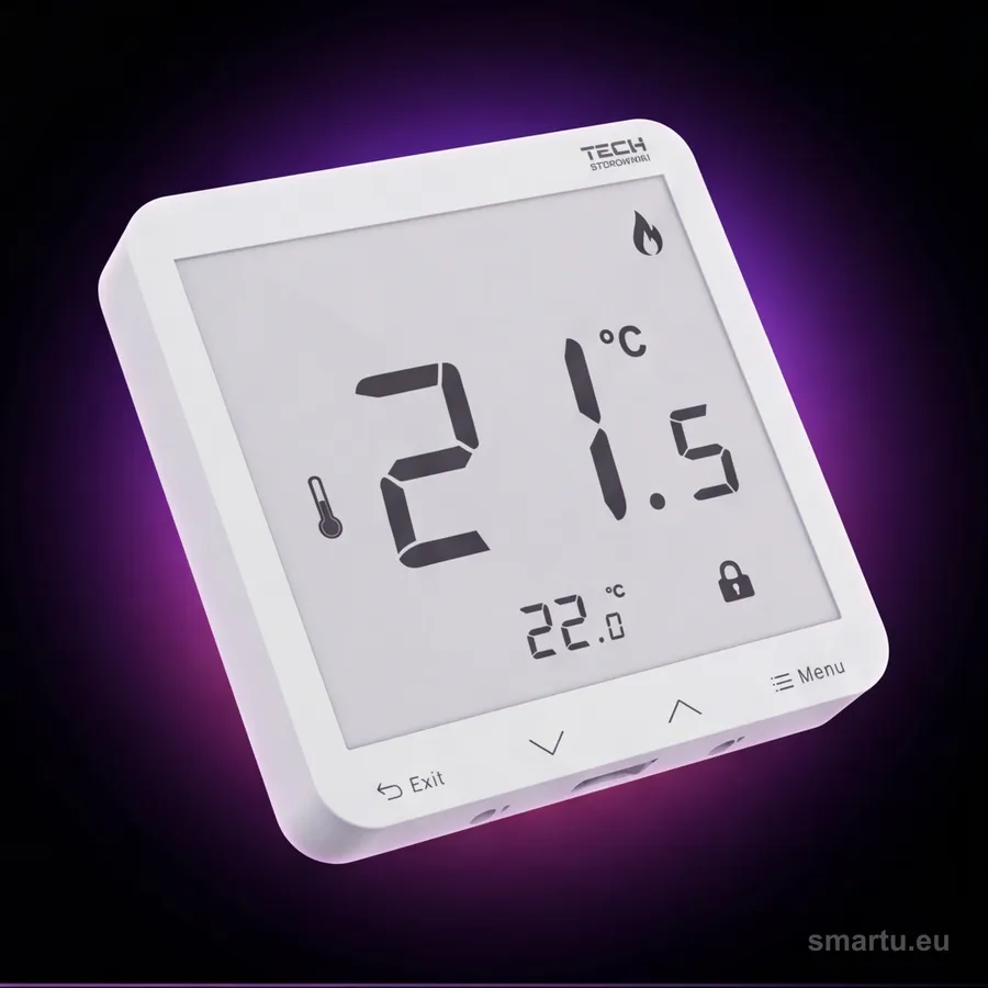 Biały regulator pokojowy TECH R-8PB PLUS z wyświetlaczem LCD Biały regulator pokojowy TECH R-8PB PLUS z wyświetlaczem LCD