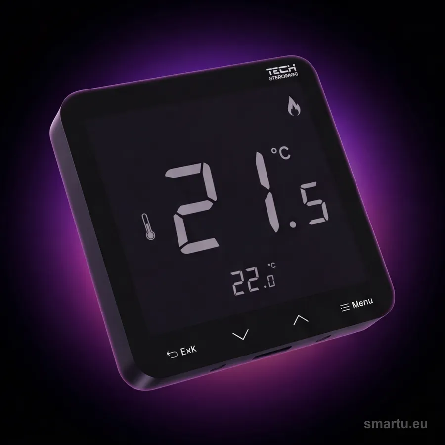 Czarny regulator pokojowy TECH R-8PB PLUS z wyświetlaczem LCD Czarny regulator pokojowy TECH R-8PB PLUS z wyświetlaczem LCD